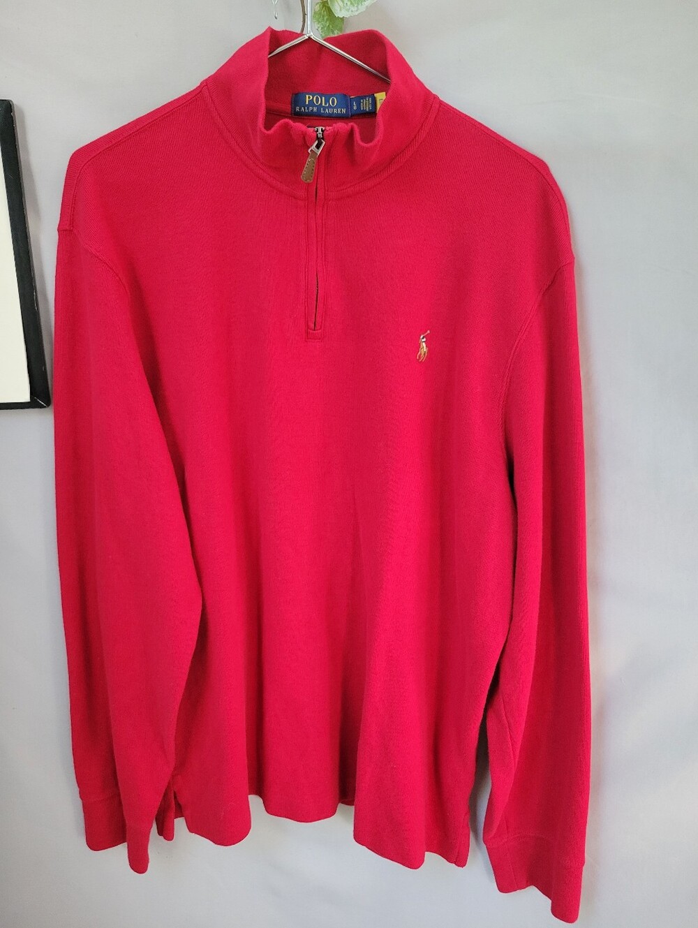 Polo Ralph Lauren Estate-Rib Quarter-Zip Pullover Red L